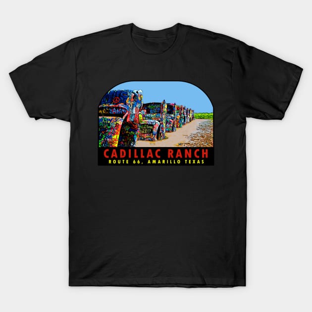 Cadillac Ranch Texas Vintage T-Shirt by Hilda74